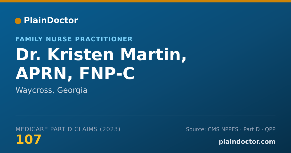 Shareable card for Kristen Martin, APRN, FNP-C - Family Nurse Practitioner, Waycross, GA