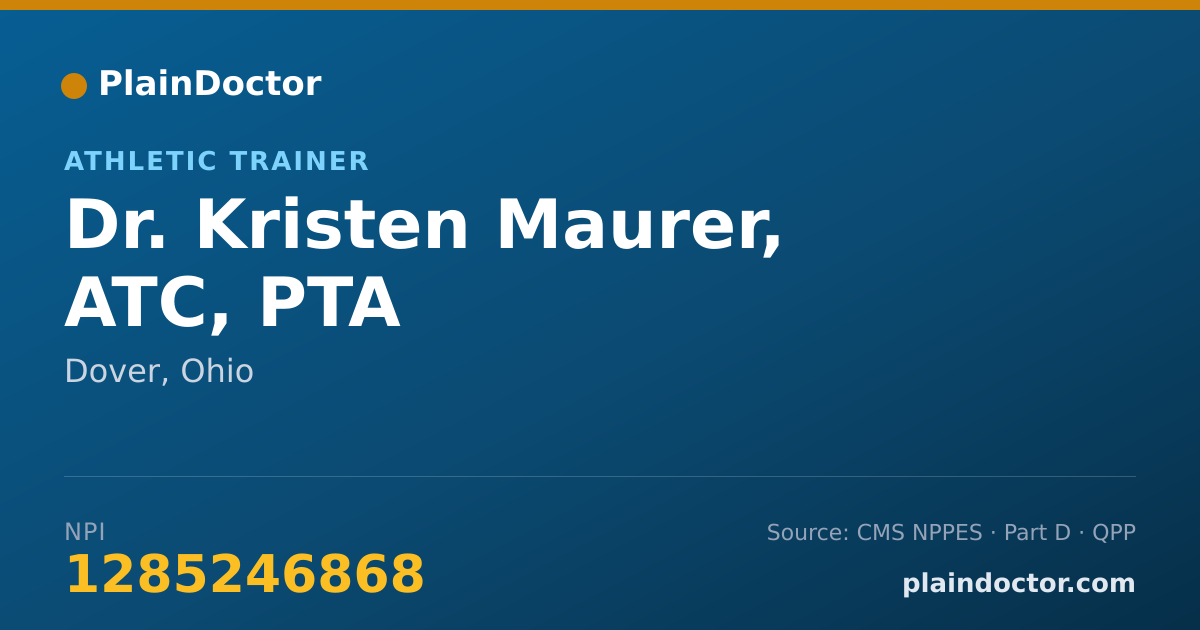 Shareable card for Kristen Maurer, ATC, PTA - Athletic Trainer, Dover, OH