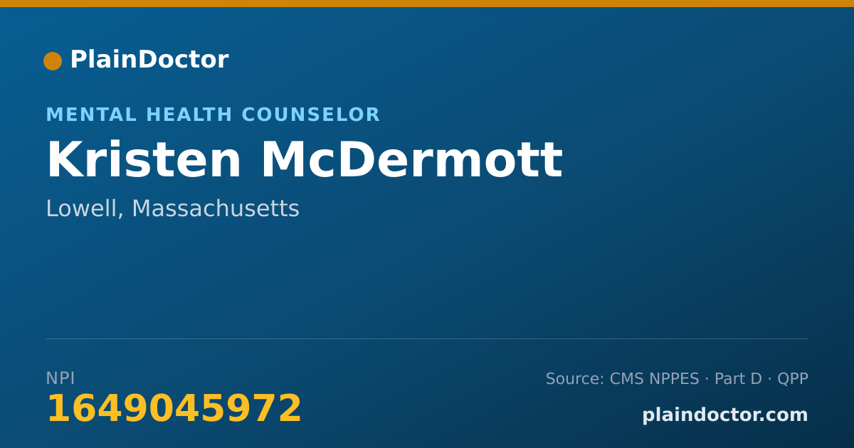 Shareable card for Kristen McDermott - Mental Health Counselor, Lowell, MA