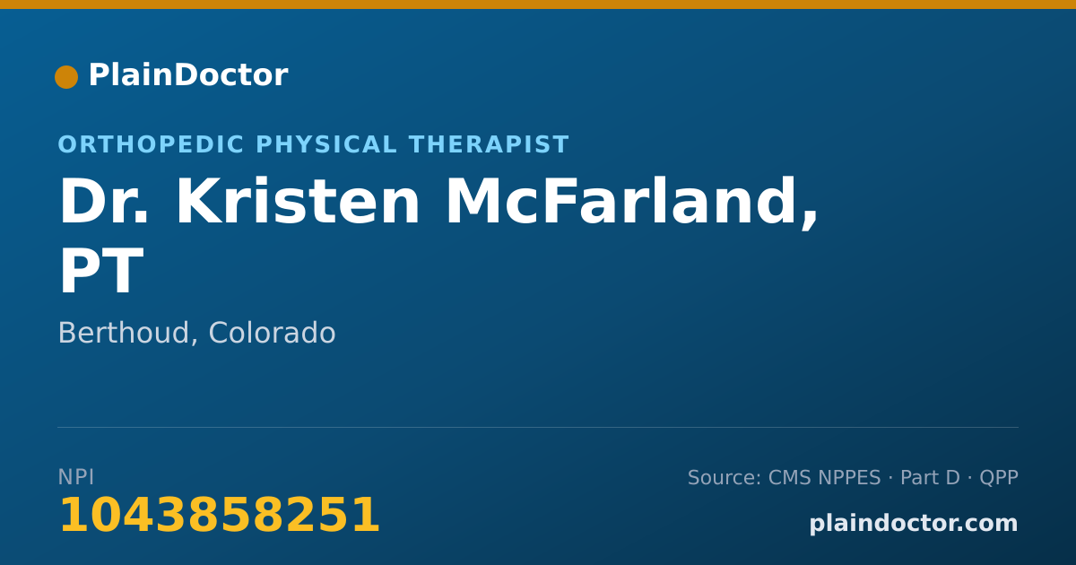 Shareable card for Kristen McFarland, PT - Orthopedic Physical Therapist, Berthoud, CO