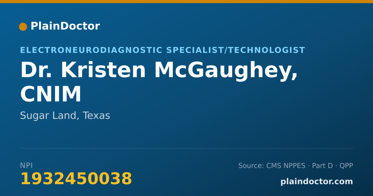 Shareable card for Kristen McGaughey, CNIM - Electroneurodiagnostic Specialist/Technologist, Sugar Land, TX