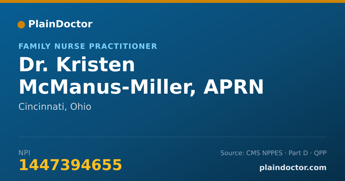 Shareable card for Kristen McManus-Miller, APRN - Family Nurse Practitioner, Cincinnati, OH