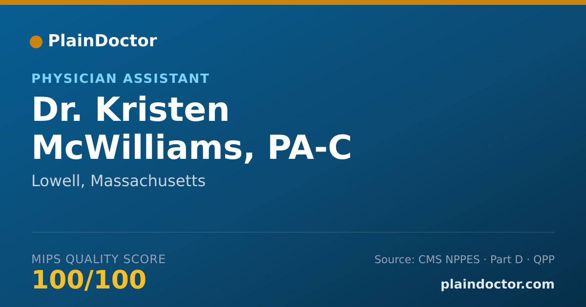Shareable card for Kristen McWilliams, PA-C - Physician Assistant, Lowell, MA