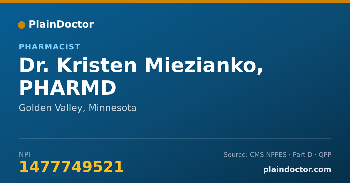 Shareable card for Kristen Miezianko, PHARMD - Pharmacist, Golden Valley, MN