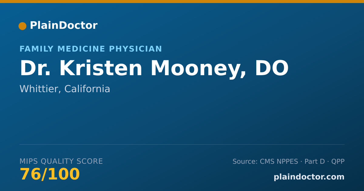 Shareable card for Kristen Mooney, DO - Family Medicine Physician, Whittier, CA