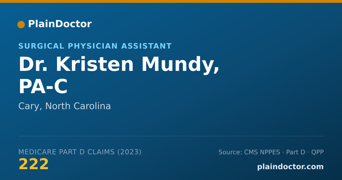 Shareable card for Kristen Mundy, PA-C - Surgical Physician Assistant, Cary, NC