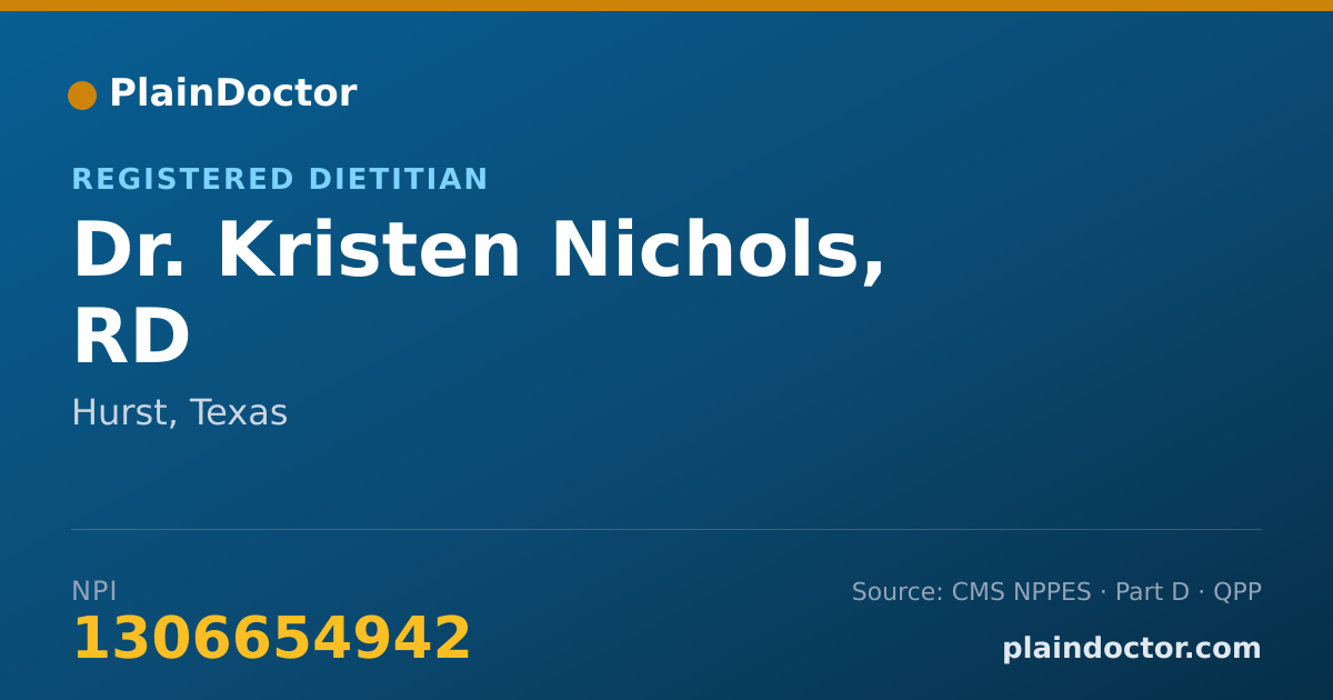 Shareable card for Kristen Nichols, RD - Registered Dietitian, Hurst, TX
