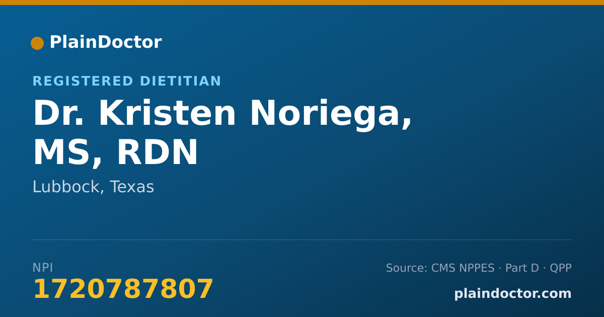 Shareable card for Kristen Noriega, MS, RDN - Registered Dietitian, Lubbock, TX