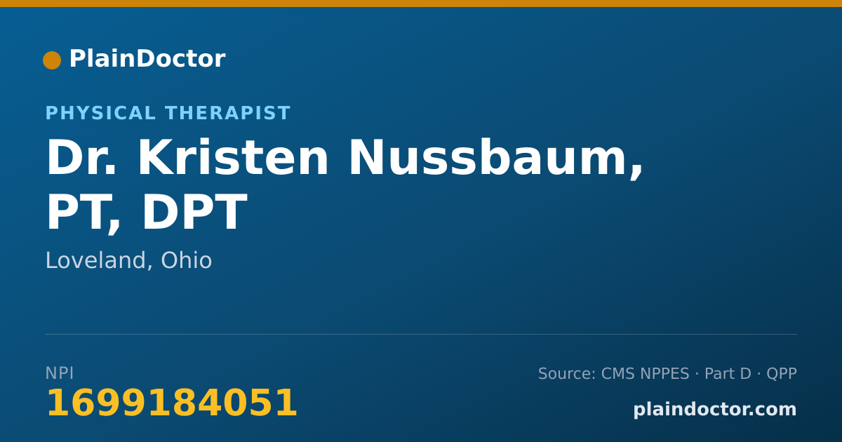 Shareable card for Kristen Nussbaum, PT, DPT - Physical Therapist, Loveland, OH