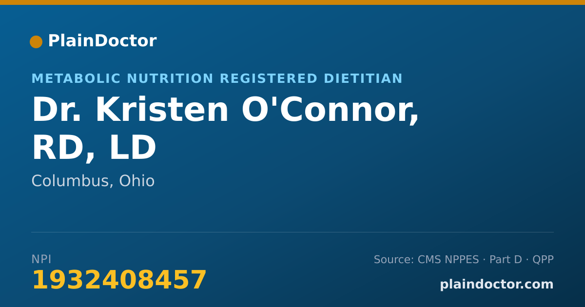 Shareable card for Kristen O'Connor, RD, LD - Metabolic Nutrition Registered Dietitian, Columbus, OH
