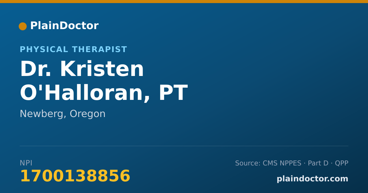 Shareable card for Kristen O'Halloran, PT - Physical Therapist, Newberg, OR