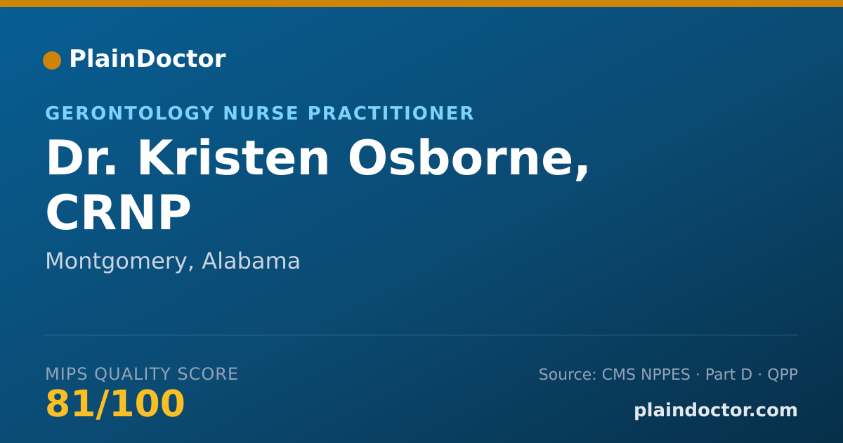 Shareable card for Kristen Osborne, CRNP - Gerontology Nurse Practitioner, Montgomery, AL