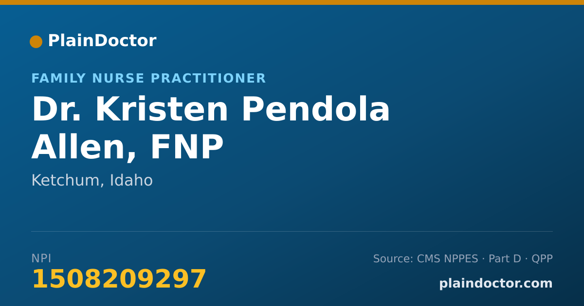 Shareable card for Kristen Pendola Allen, FNP - Family Nurse Practitioner, Ketchum, ID