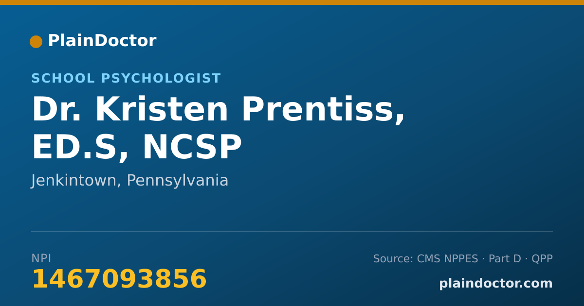 Shareable card for Kristen Prentiss, ED.S, NCSP - School Psychologist, Jenkintown, PA