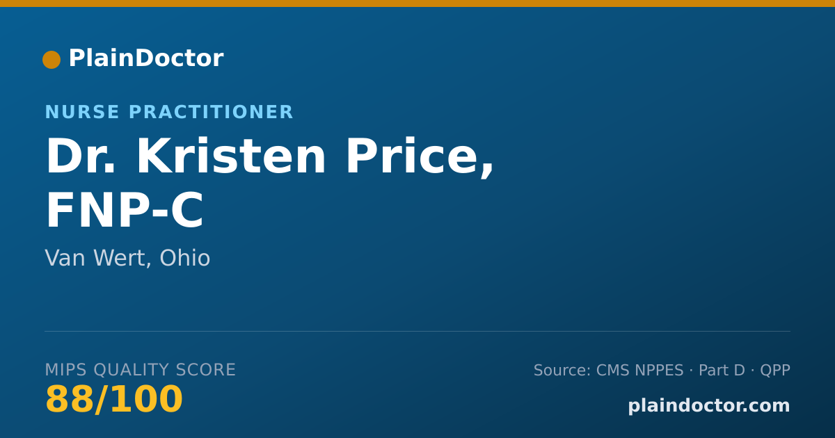 Shareable card for Kristen Price, FNP-C - Nurse Practitioner, Van Wert, OH