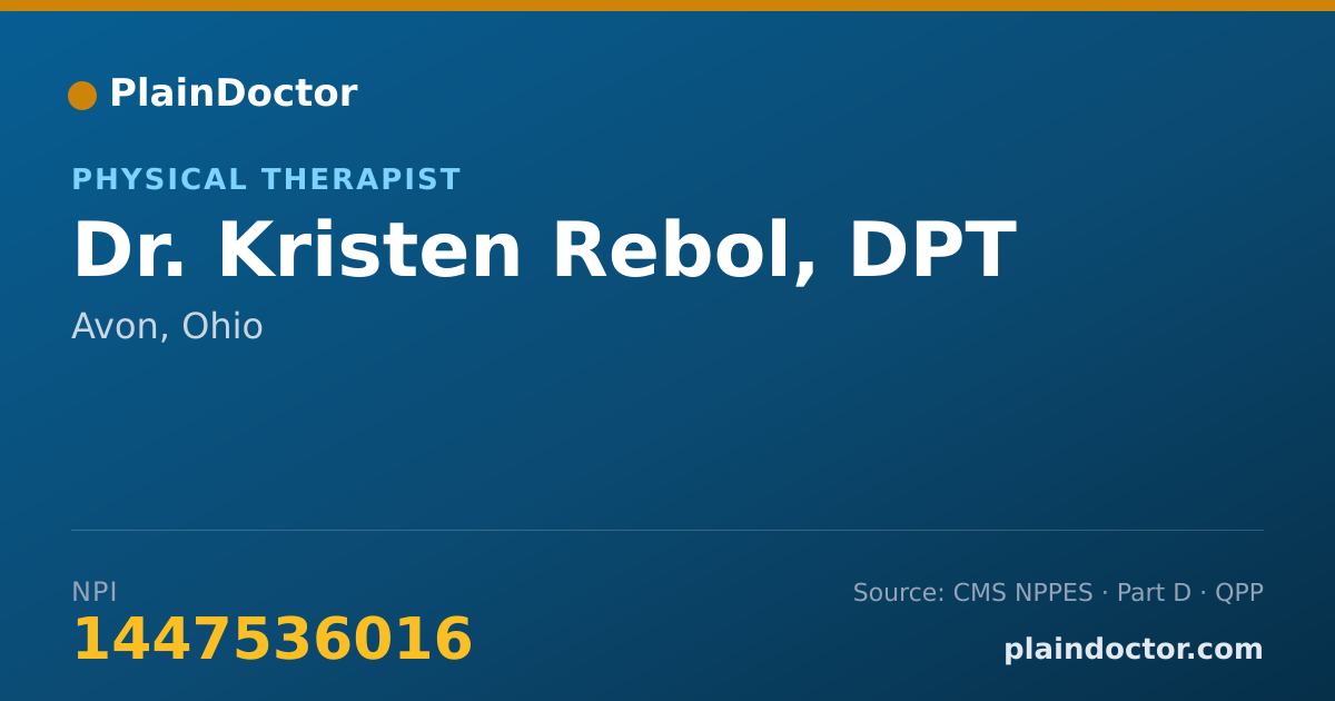 Shareable card for Kristen Rebol, DPT - Physical Therapist, Avon, OH