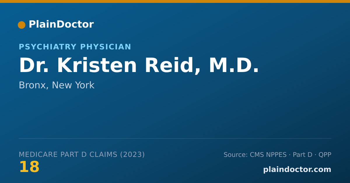 Shareable card for Kristen Reid, M.D. - Psychiatry Physician, Bronx, NY