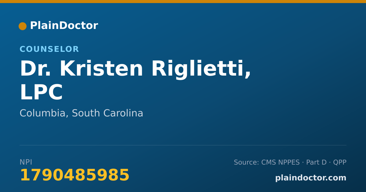 Shareable card for Kristen Riglietti, LPC - Counselor, Columbia, SC