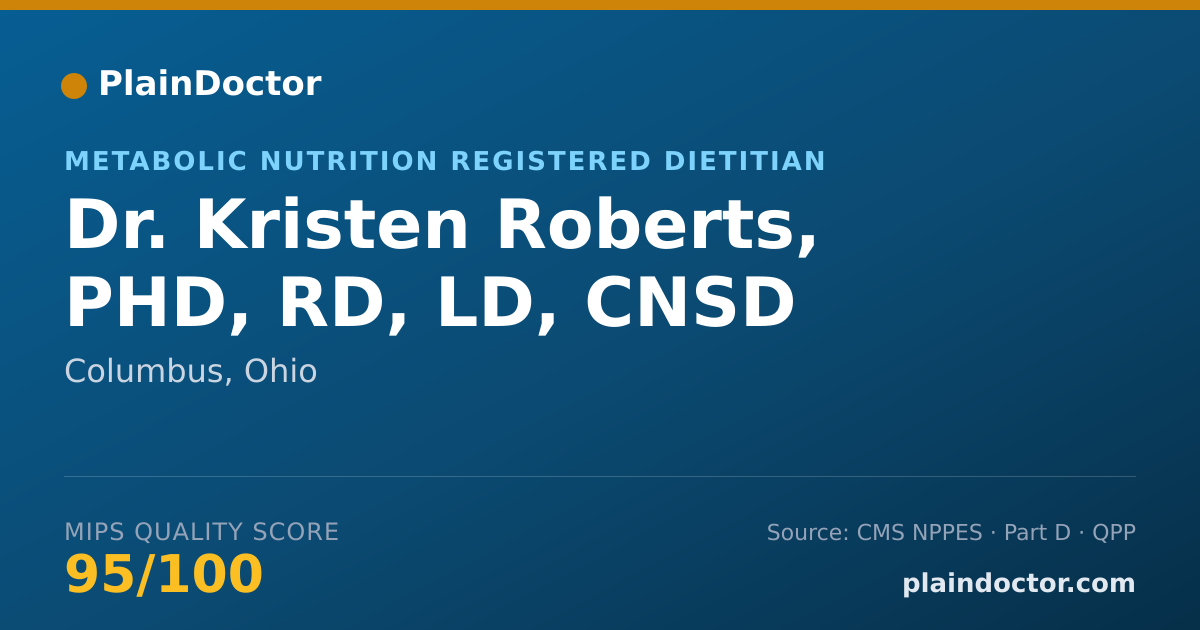 Shareable card for Kristen Roberts, PHD, RD, LD, CNSD - Metabolic Nutrition Registered Dietitian, Columbus, OH