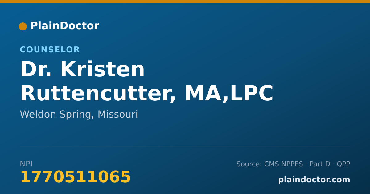 Shareable card for Kristen Ruttencutter, MA,LPC - Counselor, Weldon Spring, MO