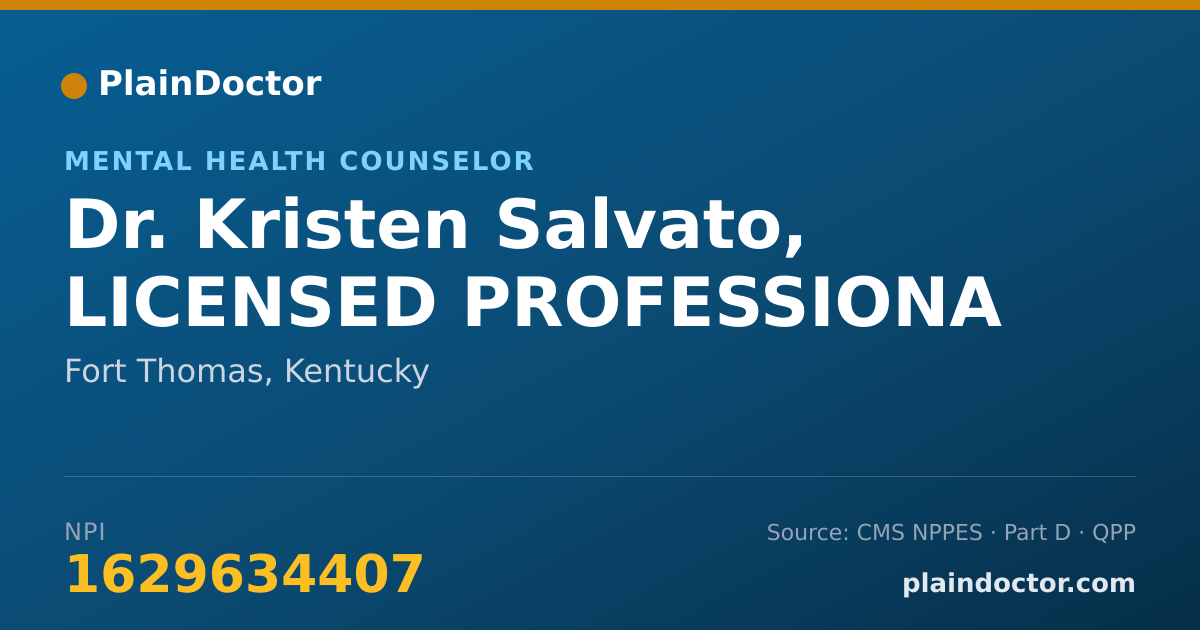 Shareable card for Kristen Salvato, LICENSED PROFESSIONA - Mental Health Counselor, Fort Thomas, KY