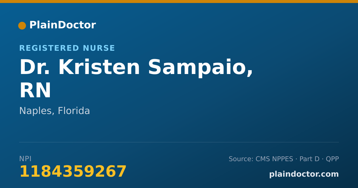 Shareable card for Kristen Sampaio, RN - Registered Nurse, Naples, FL