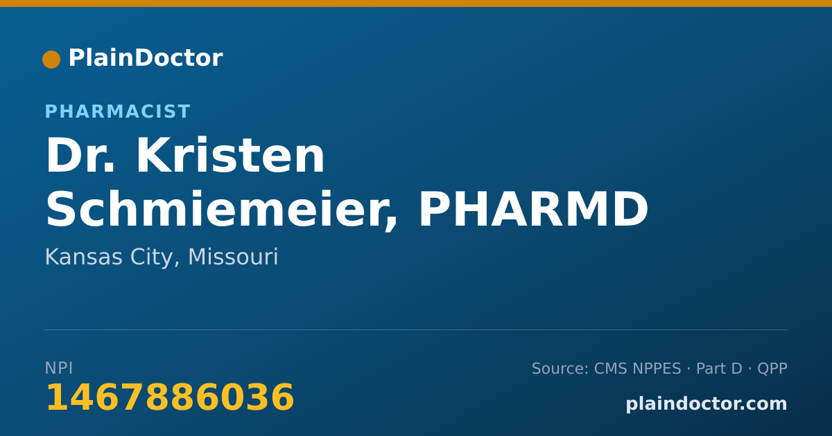 Shareable card for Kristen Schmiemeier, PHARMD - Pharmacist, Kansas City, MO
