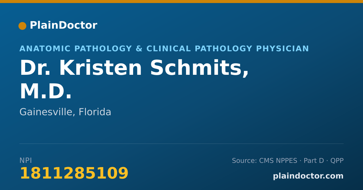 Shareable card for Kristen Schmits, M.D. - Anatomic Pathology & Clinical Pathology Physician, Gainesville, FL