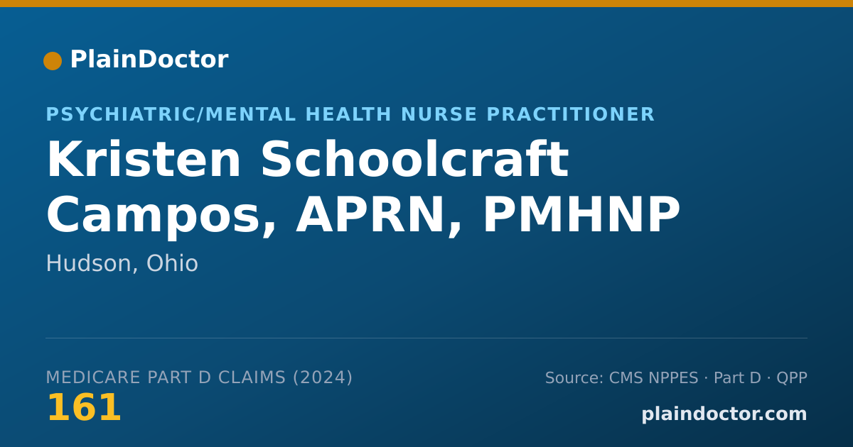 Shareable card for Kristen Schoolcraft Campos, APRN, PMHNP - Psychiatric/Mental Health Nurse Practitioner, Hudson, OH