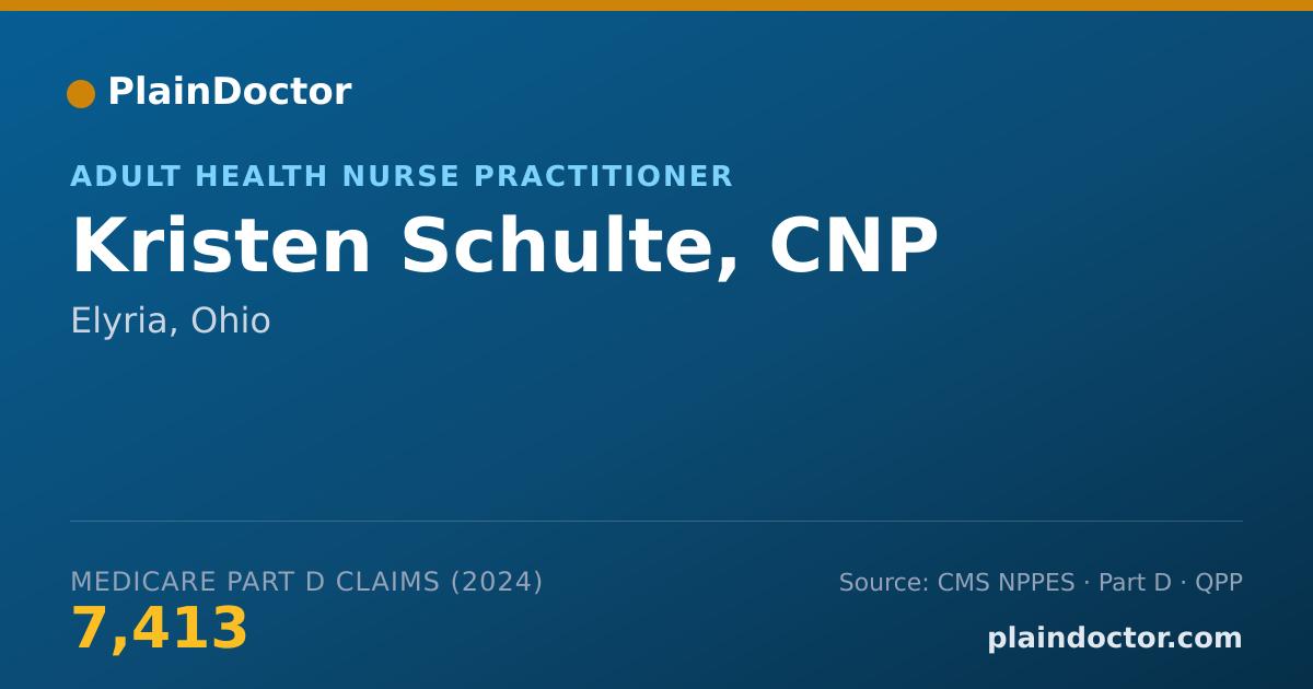 Shareable card for Kristen Schulte, CNP - Adult Health Nurse Practitioner, Elyria, OH