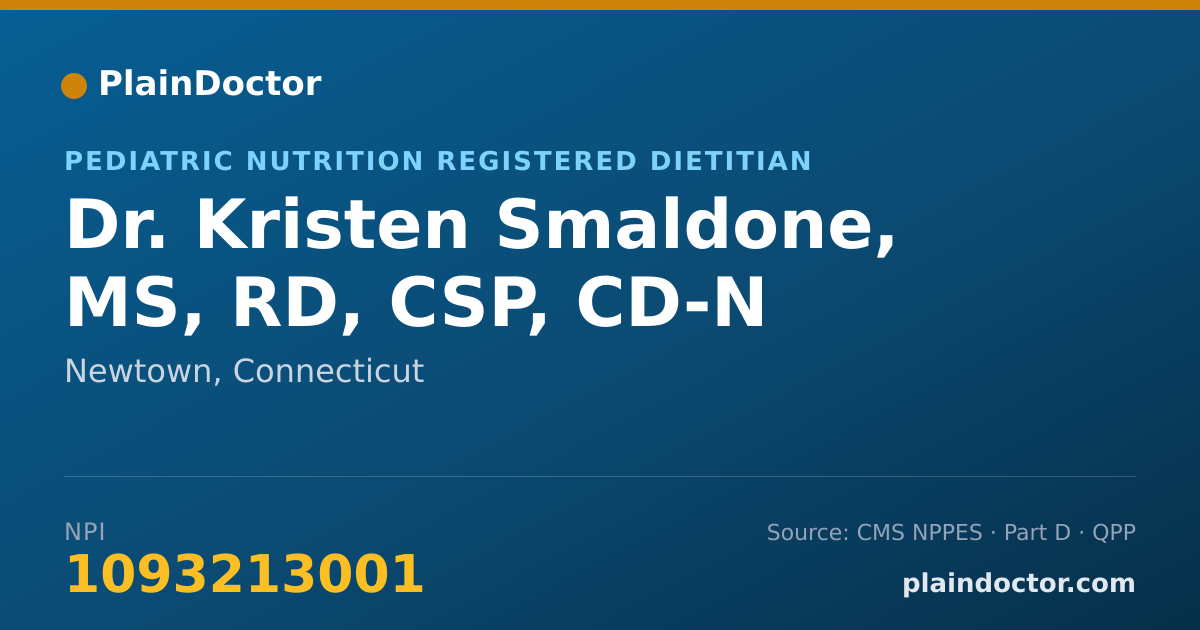Shareable card for Kristen Smaldone, MS, RD, CSP, CD-N - Pediatric Nutrition Registered Dietitian, Newtown, CT