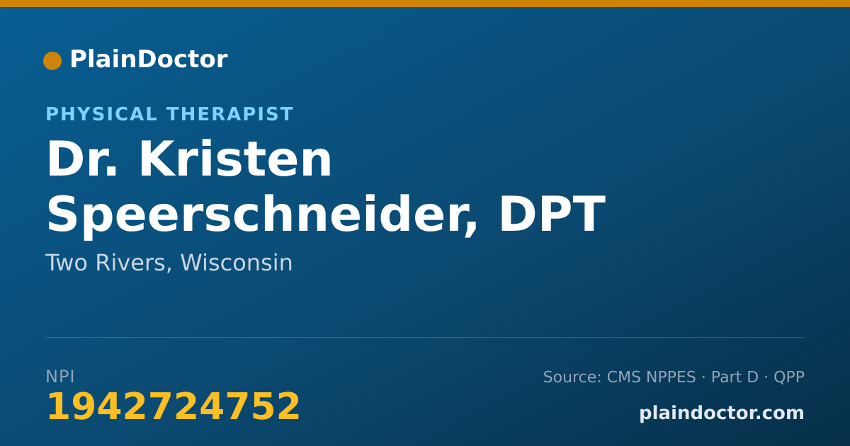Shareable card for Kristen Speerschneider, DPT - Physical Therapist, Two Rivers, WI