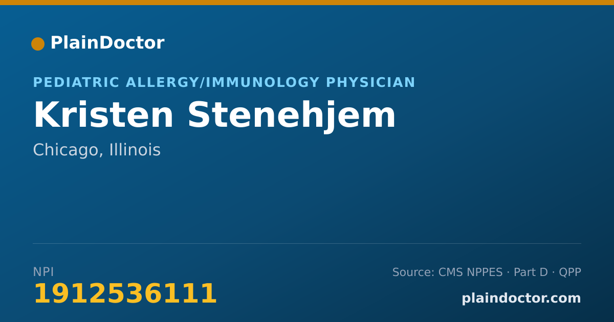 Shareable card for Kristen Stenehjem - Pediatric Allergy/Immunology Physician, Chicago, IL
