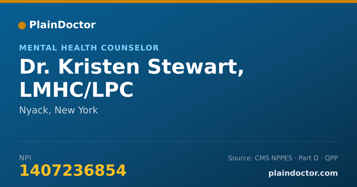 Shareable card for Kristen Stewart, LMHC/LPC - Mental Health Counselor, Nyack, NY