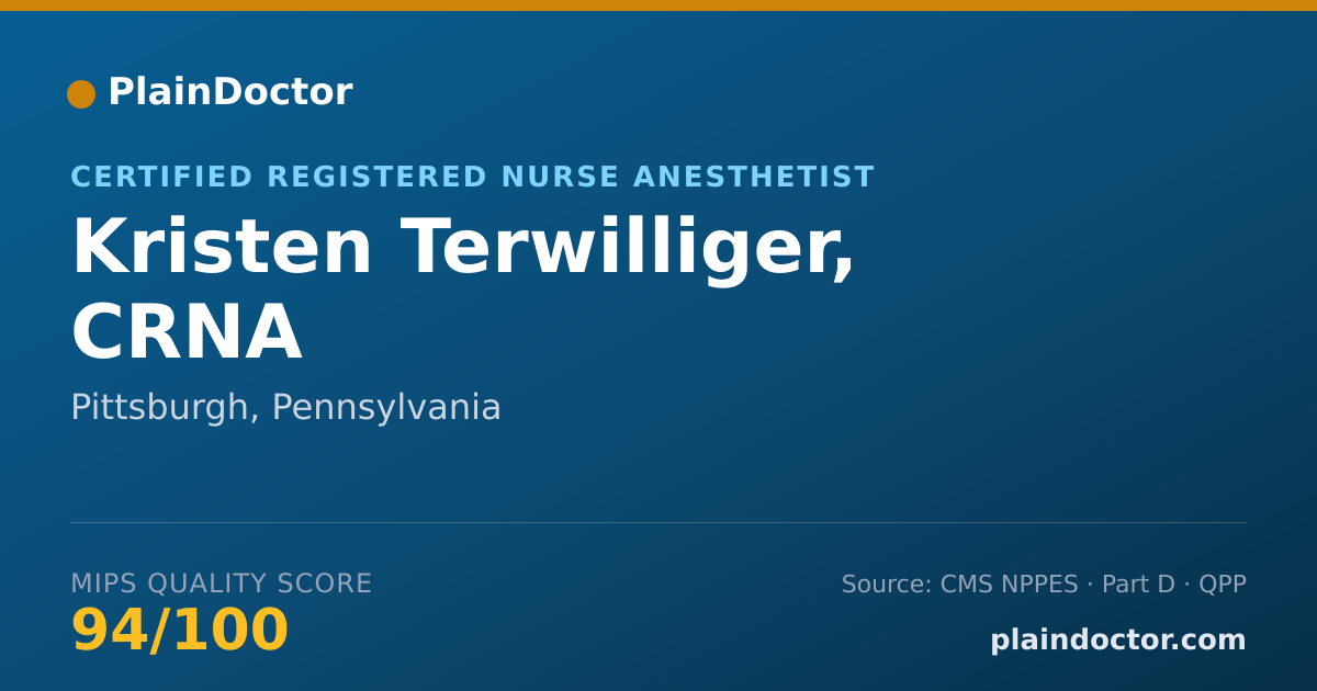 Shareable card for Kristen Terwilliger, CRNA - Certified Registered Nurse Anesthetist, Pittsburgh, PA
