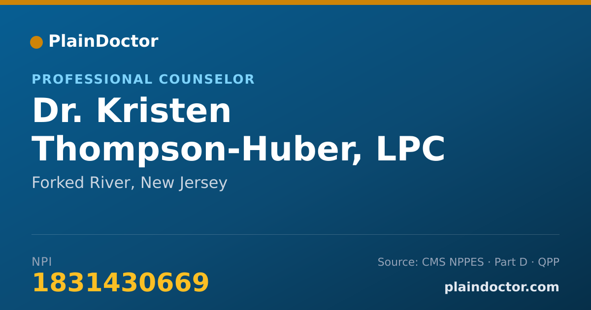 Shareable card for Kristen Thompson-Huber, LPC - Professional Counselor, Forked River, NJ