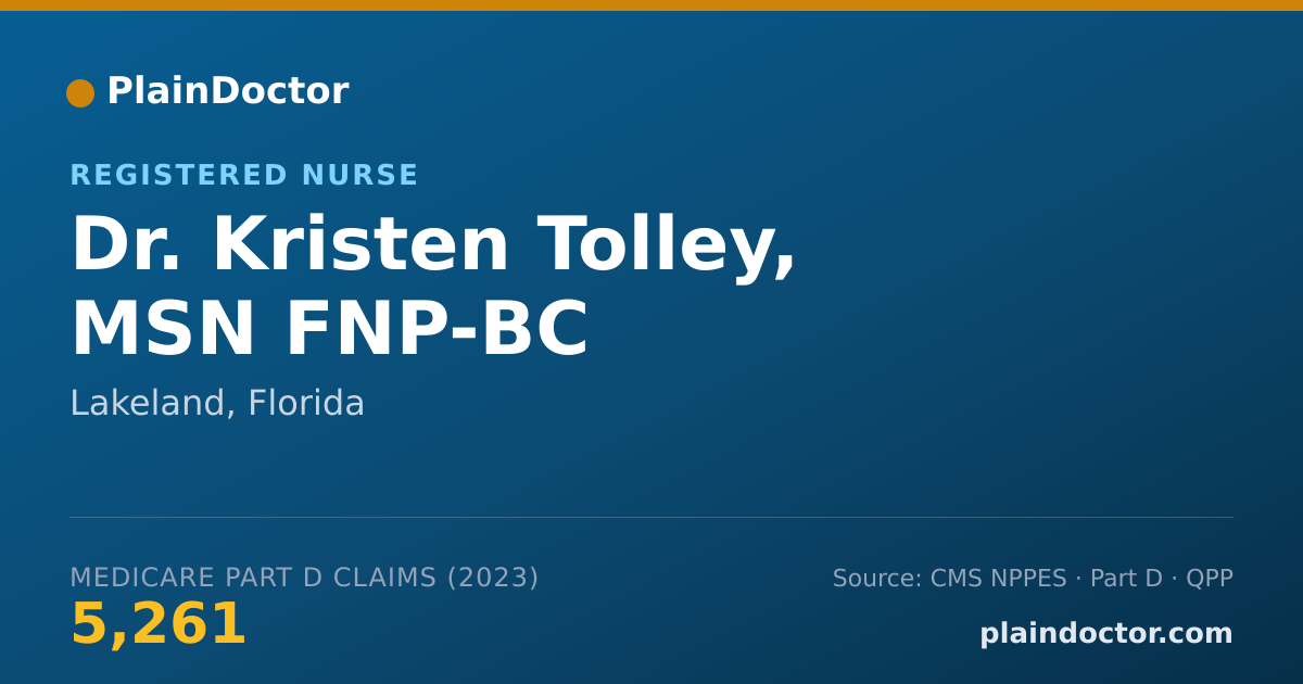 Shareable card for Kristen Tolley, MSN FNP-BC - Registered Nurse, Lakeland, FL