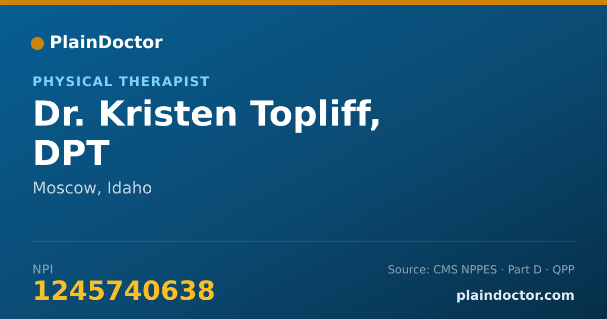 Shareable card for Kristen Topliff, DPT - Physical Therapist, Moscow, ID