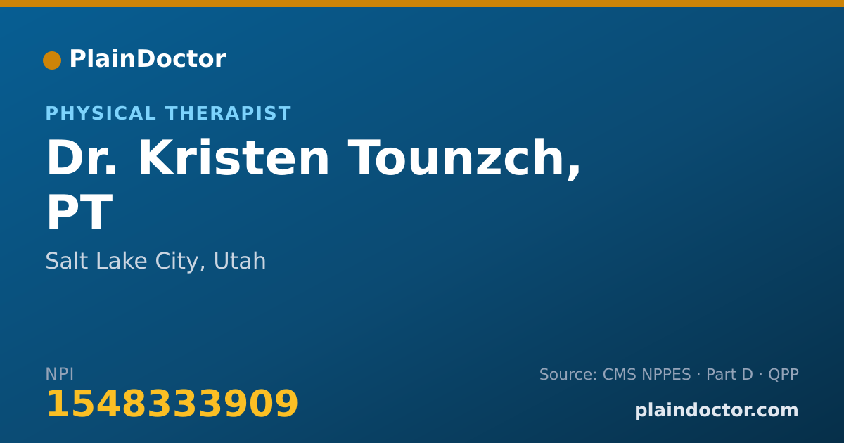 Shareable card for Kristen Tounzch, PT - Physical Therapist, Salt Lake City, UT