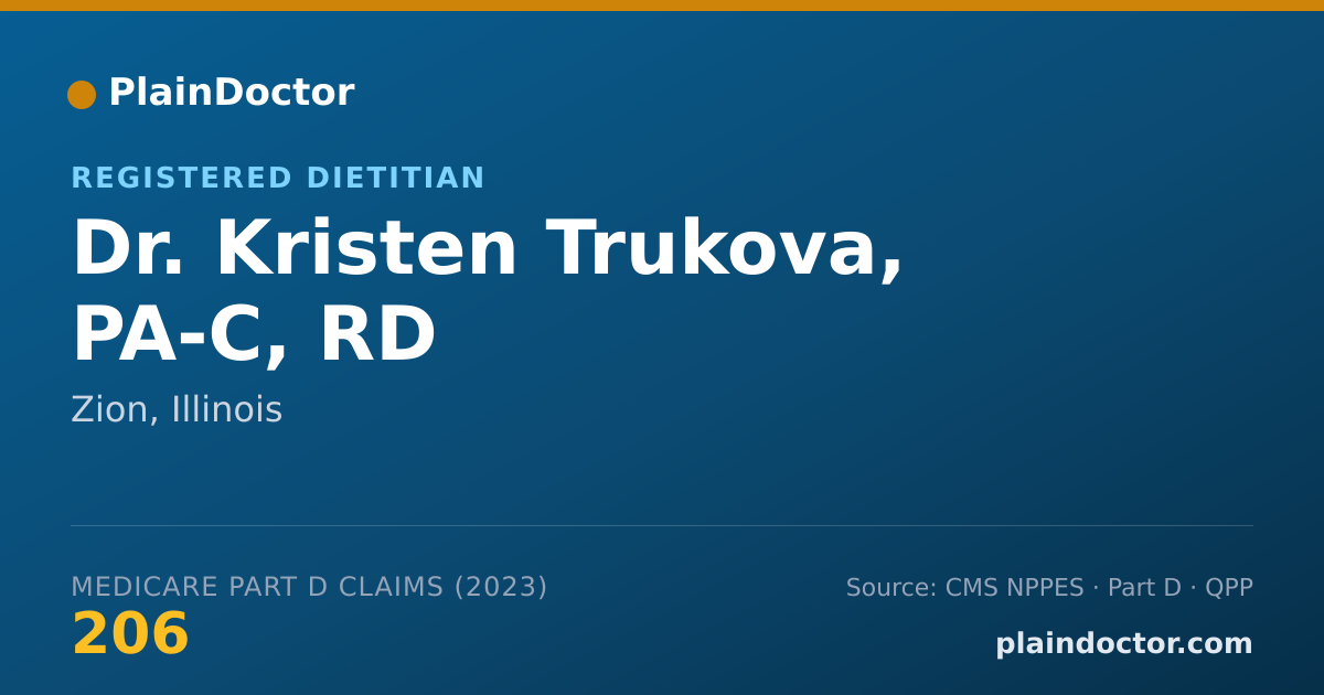Shareable card for Kristen Trukova, PA-C, RD - Registered Dietitian, Zion, IL