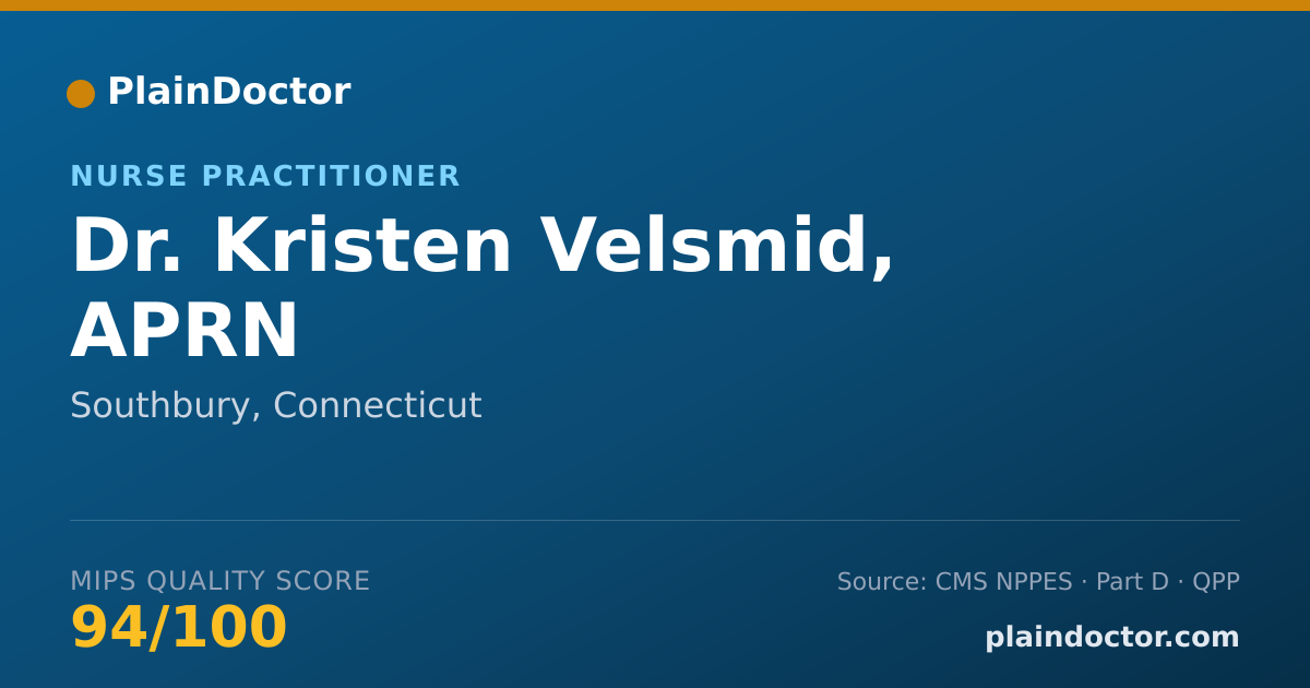 Shareable card for Kristen Velsmid, APRN - Nurse Practitioner, Southbury, CT