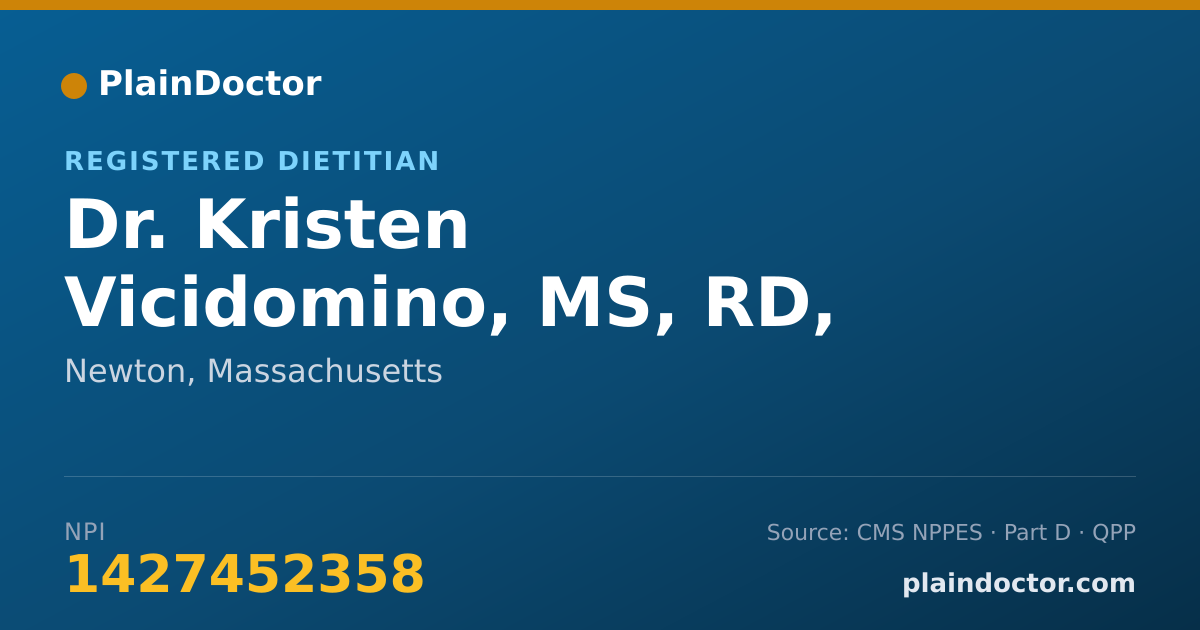 Shareable card for Kristen Vicidomino, MS, RD, LDN - Registered Dietitian, Newton, MA
