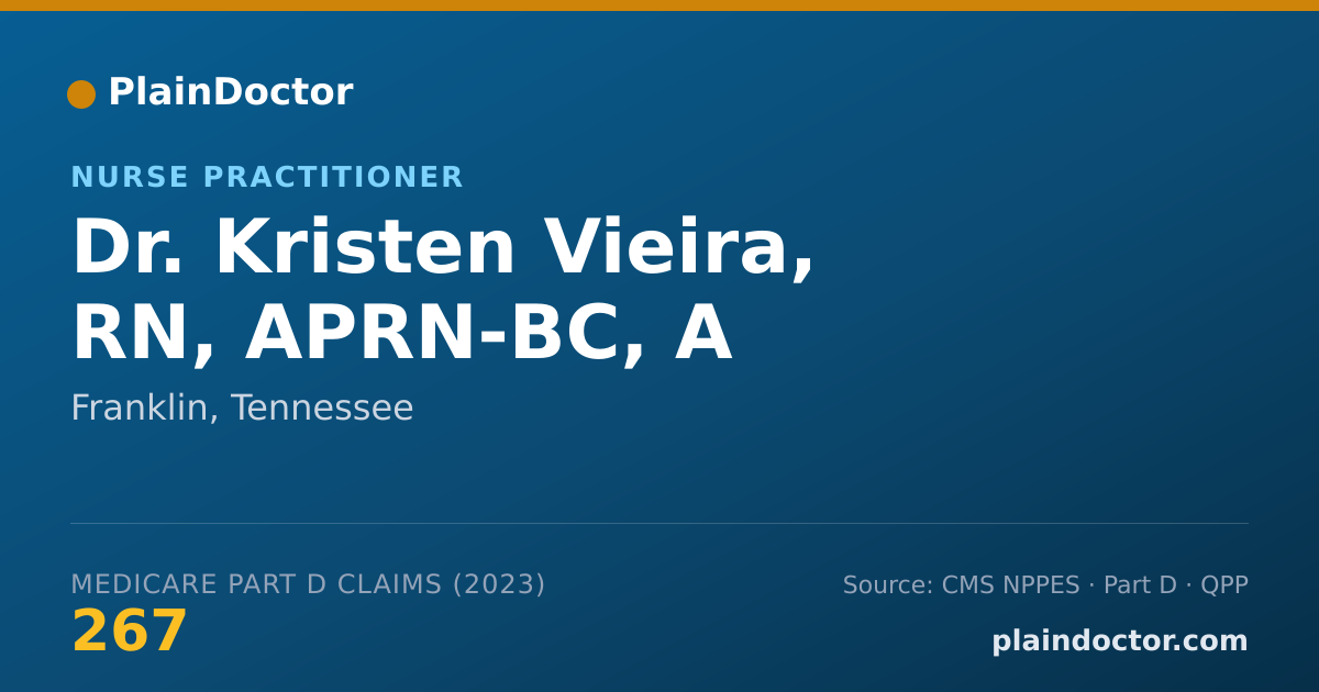 Shareable card for Kristen Vieira, RN, APRN-BC, A - Nurse Practitioner, Franklin, TN