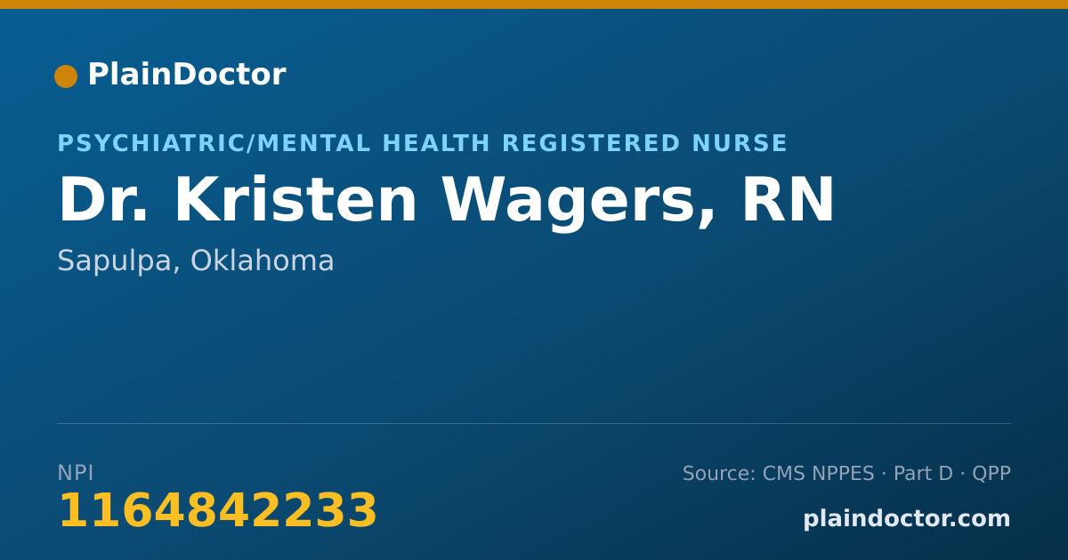 Shareable card for Kristen Wagers, RN - Psychiatric/Mental Health Registered Nurse, Sapulpa, OK