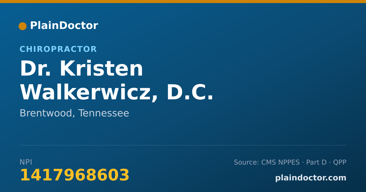 Shareable card for Kristen Walkerwicz, D.C. - Chiropractor, Brentwood, TN