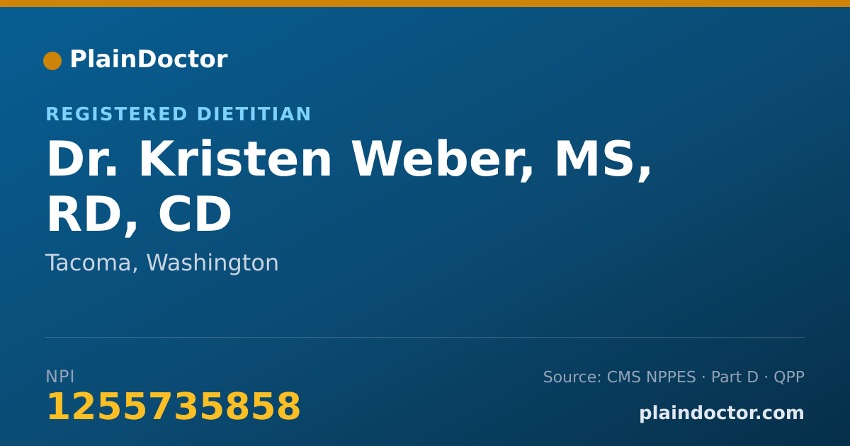 Shareable card for Kristen Weber, MS, RD, CD - Registered Dietitian, Tacoma, WA