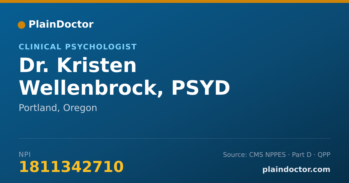 Shareable card for Kristen Wellenbrock, PSYD - Clinical Psychologist, Portland, OR