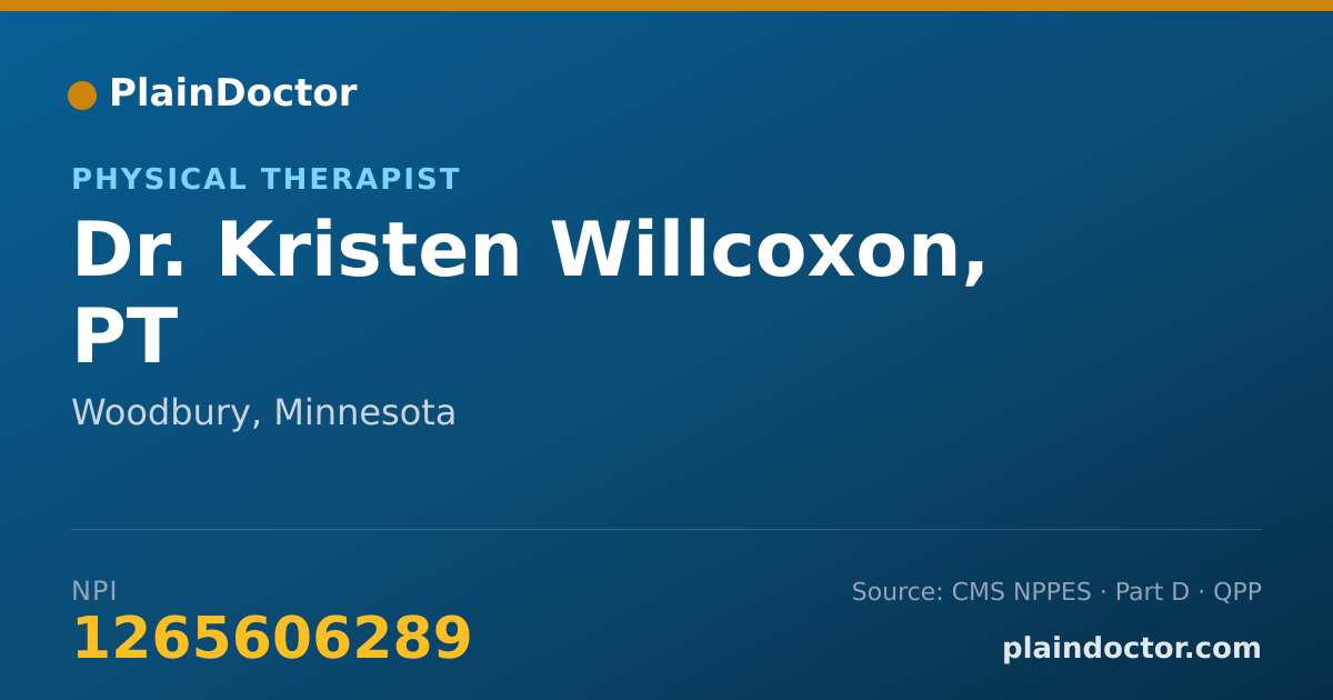 Shareable card for Kristen Willcoxon, PT - Physical Therapist, Woodbury, MN