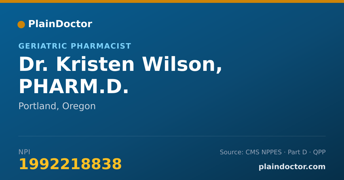 Shareable card for Kristen Wilson, PHARM.D. - Geriatric Pharmacist, Portland, OR