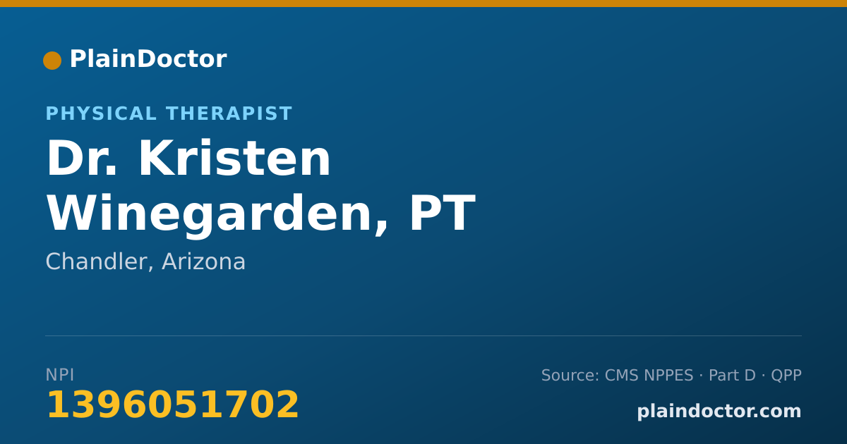 Shareable card for Kristen Winegarden, PT - Physical Therapist, Chandler, AZ